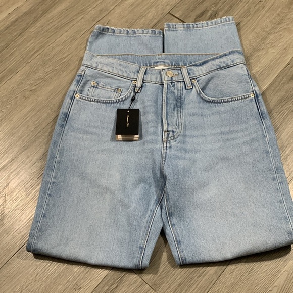 Massimo Dutti Light Wash Straight Leg High Rise 100% Cotton Jeans size 6 NWT - Picture 7 of 13